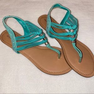 Madden Girl Green Sandals with Rhinestones - Sz 8